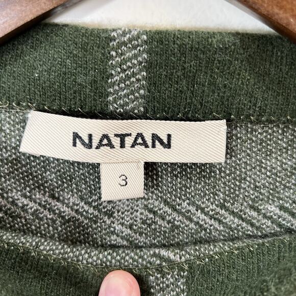Natan Women's Wool Sweater Size S 3 Forest Green Plaid Preppy Designer Old Money - Picture 3 of 7
